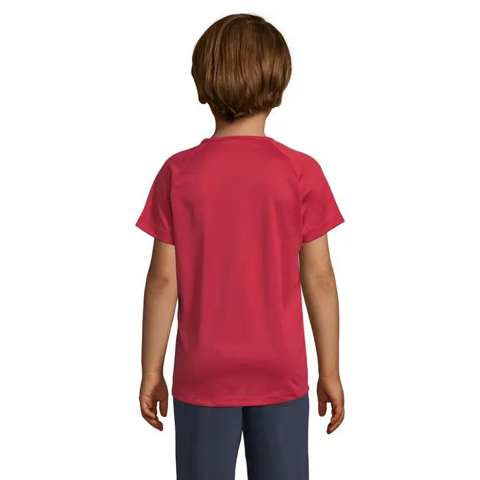 Tricou sportiv pentru copii trio c cu mânecă scurtă roșu vibrant din material 140g ideal pentru activități sportive