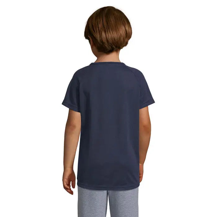 Tricou albastru navy pentru copii trioc sport cu mânecă scurtă și greutate de 140g ideal pentru sport