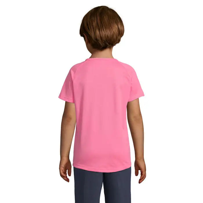 Tricou roz pentru copii cu mânecă scurtă trioc sporty 140g din material confortabil pentru activități sportive