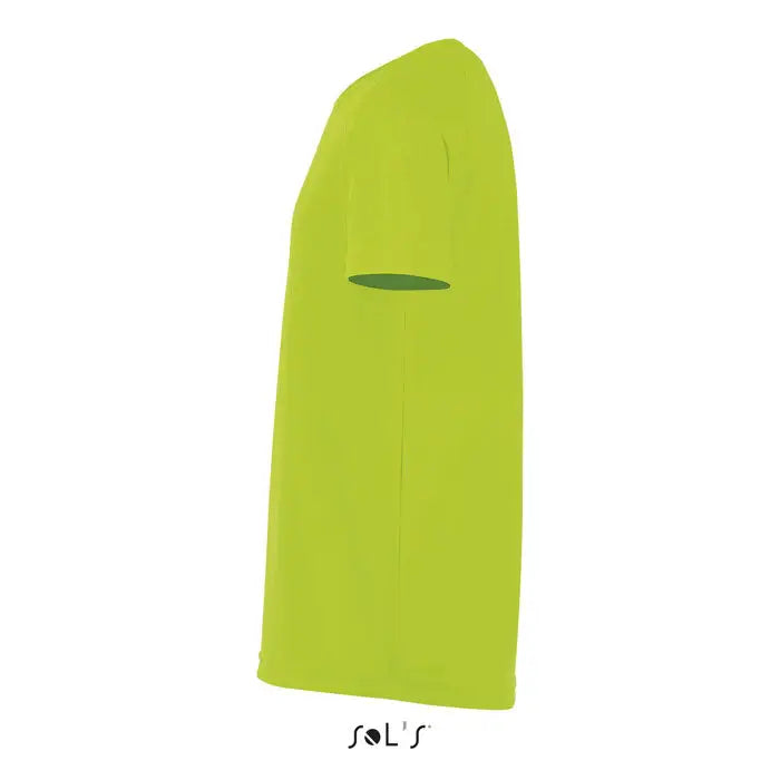 Tricou sportiv pentru copii trioc verde lime vibrant cu mâneci scurte și cusături curate 140g