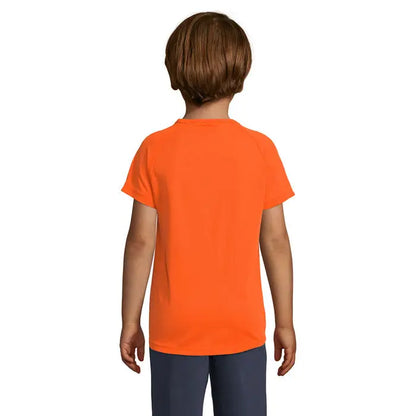 Tricou sportiv pentru copii trioc portocaliu deschis cu mâneci scurte și guler clasic 140g