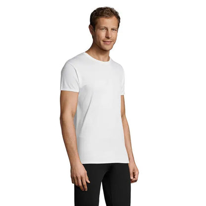 Tricou alb cu guler rotund si maneci scurte trioc sprint uni 130g din bumbac usor
