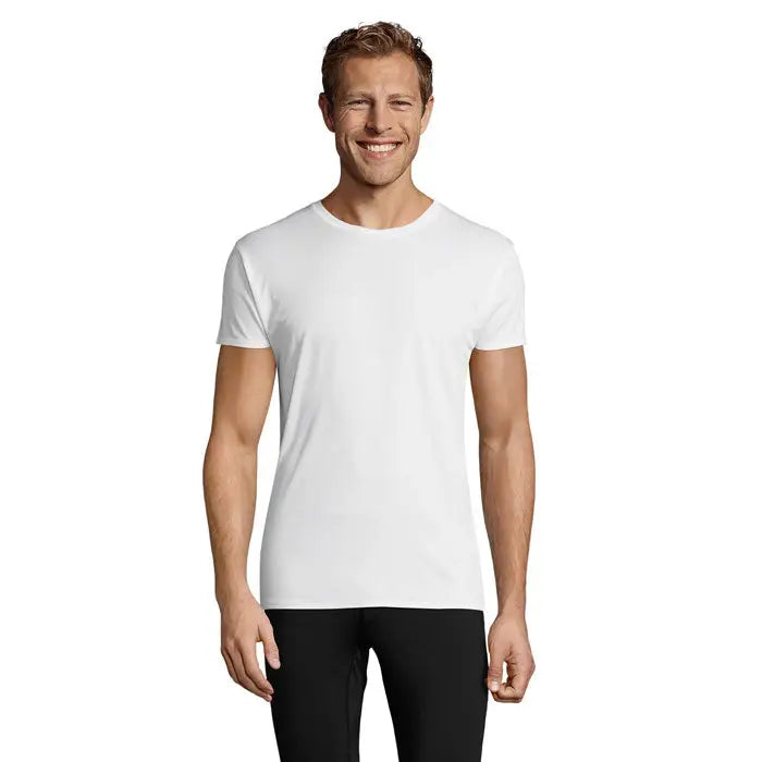 Tricou alb de bumbac trioc sprint uni 130g cu guler rotund si maneci scurte