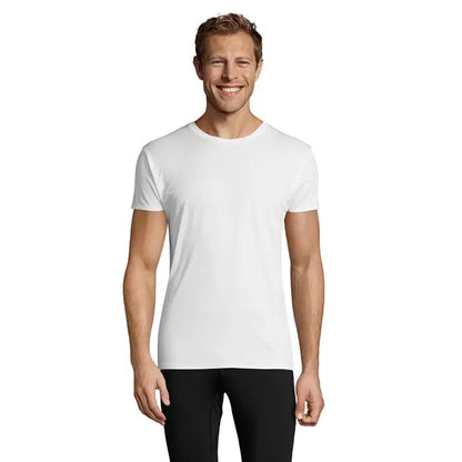 Tricou alb de bumbac trioc sprint uni 130g cu guler rotund si maneci scurte