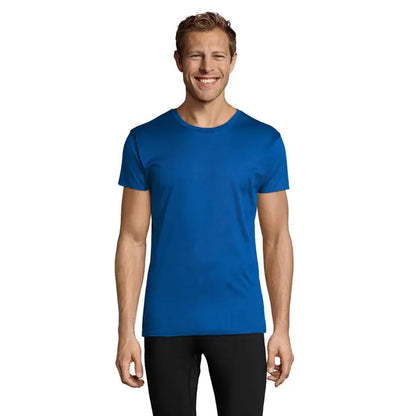 Tricou vibrant royal albastru închis, mâneci scurte, guler rotund, bumbac moale, model trioc sprint uni 130g