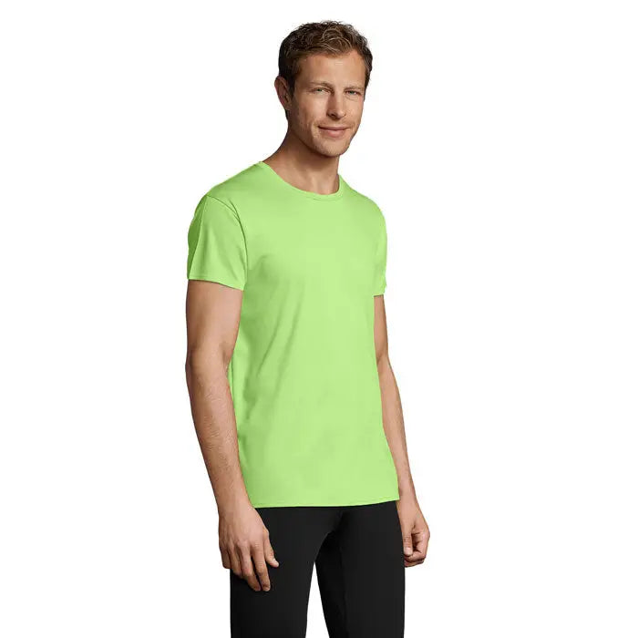Tricou trioc sprint uni 130g lime verde aprins cu mânecă scurtă și guler rotund din material ușor
