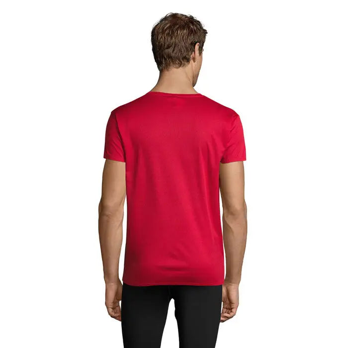 Tricot sprint uni 130g t-shirt scurt rosu vibrant din material neted cu decolteu rotund