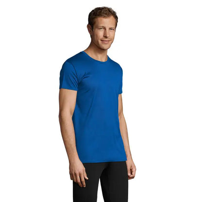 Tricou vibrant royal albastru închis cu mâneci scurte și gât rotund din țesătură netedă trioc sprint uni 130g