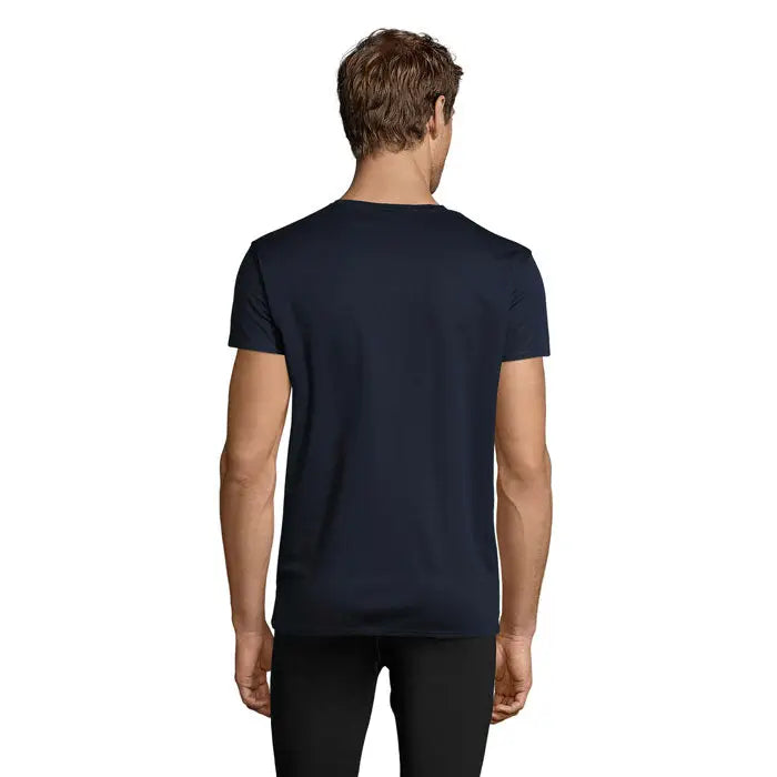 Tricou albastru închis cu mâneci scurte și gât rotund trioc sprint uni 130g din material ușor și rezistent
