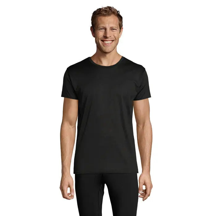 Tricou negru TRIOC SPRINT UNI 130g cu mâneci scurte și decolteu rotund din material ușor și rezistent