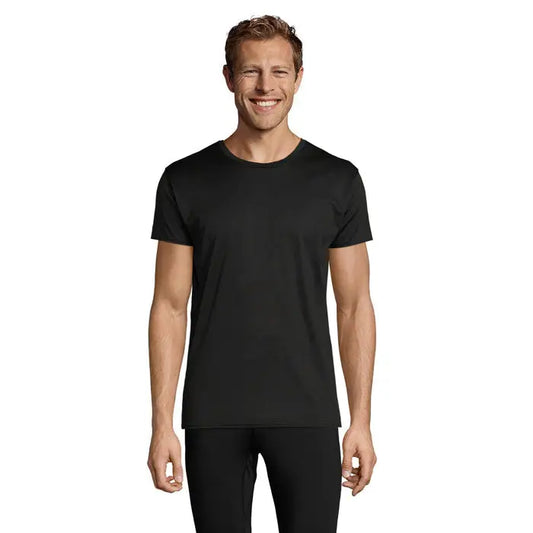 Tricou negru tricou sprint uni 130g cu mânecă scurtă și guler rotund din material ușor