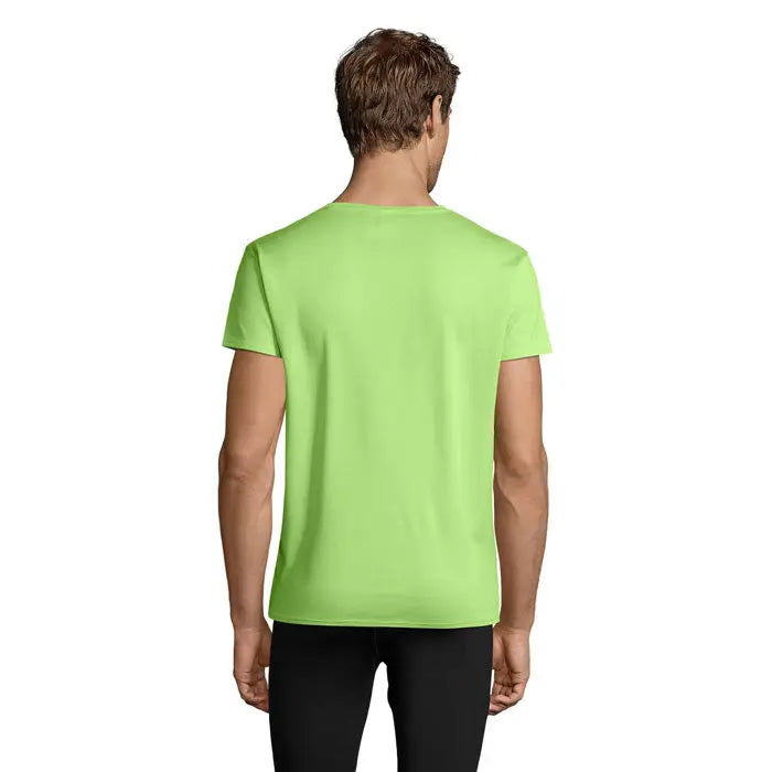 Tricou vibrant verde lime cu mâneci scurte și gât rotund clasic trioc sprint uni 130g