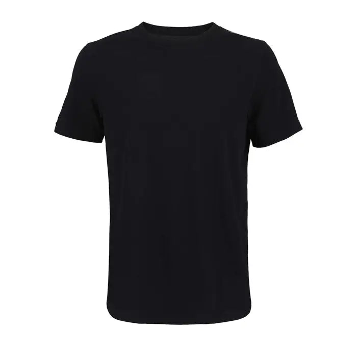 Tricou negru cu mânecă scurtă și guler rotund trioc tuner 150 din bumbac moale
