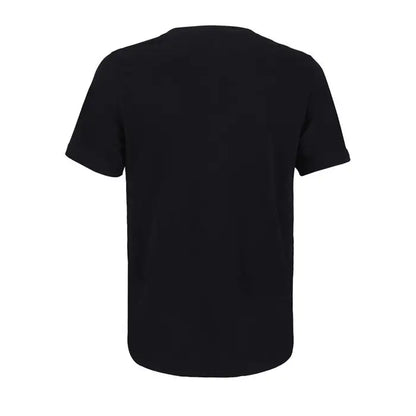 Tricou negru cu mâneci scurte și guler rotund simplu model trioc tuner 150 din bumbac