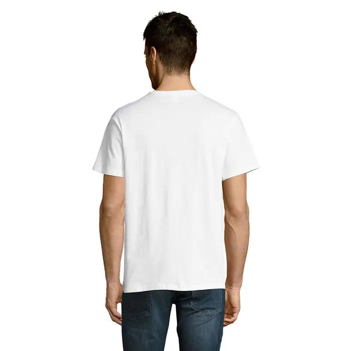 Tricou alb din bumbac cu guler rotund trioc victory gol v 150 simplu si confortabil
