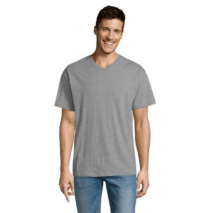 Tricou v neck gri melanj din bumbac trico victory gol v 150 cu design simplu si confortabil
