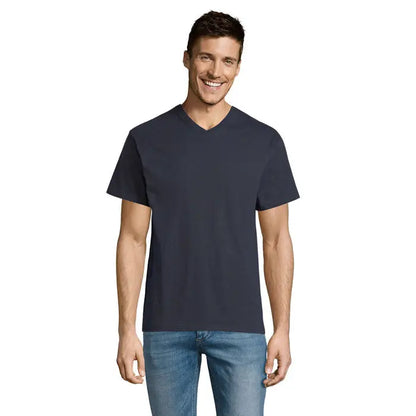 Tricou v-neck albastru închis din bumbac trico victory gol v 150 pentru ținute casual