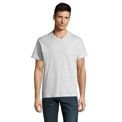 Tricou v neck din bumbac heather gri deschis trioc victory gol v 150 pentru uz casual