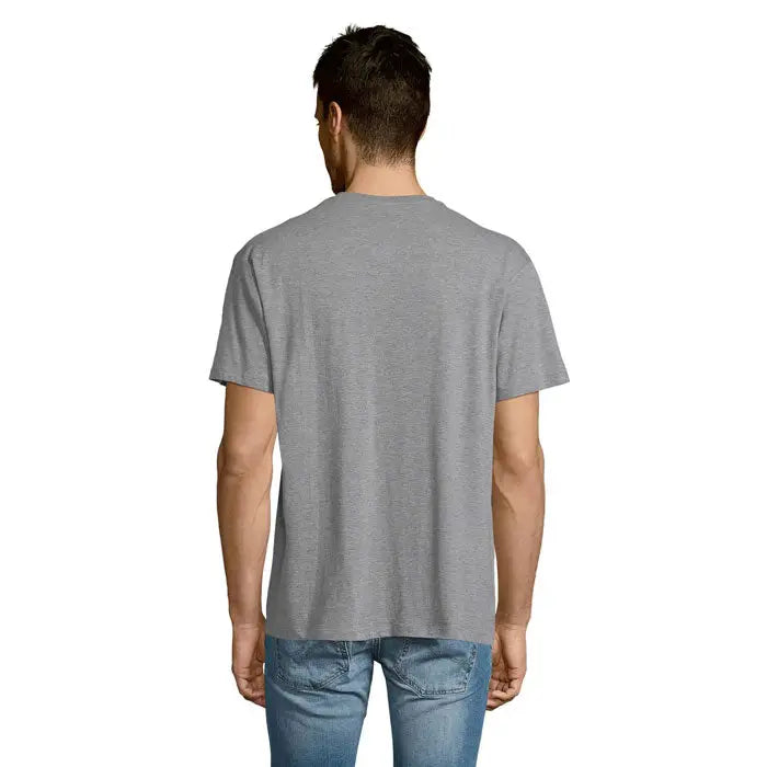 Tricou heather gri cu mânecă scurtă și guler rotund trioc victory gol v 150 din material confortabil