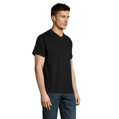 Tricou v neck negru din bumbac trioc victory gol v 150 perfect pentru uz casual