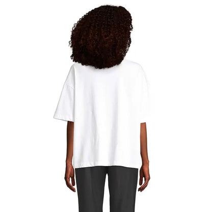 Tricou alb oversize cu mâneci scurte și croială lejeră TRIOU oversize boxy femeie
