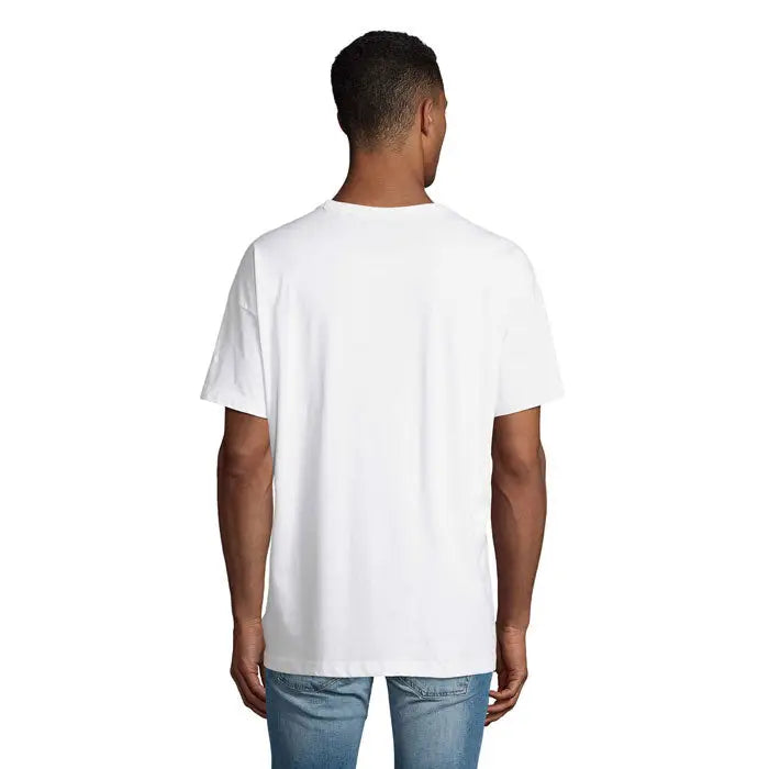 Tricou alb oversize din bumbac cu guler rotund si maneci scurte triou oversized boxy barbatii