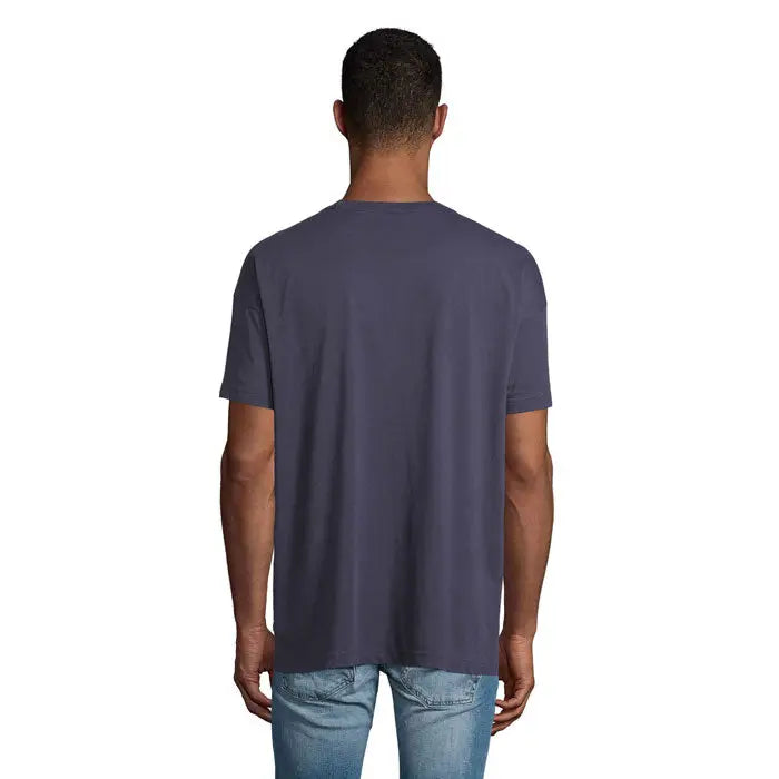 Trou oversized boxy bărbați tricou gri închis cu mânecă scurtă din bumbac cu croială lejeră