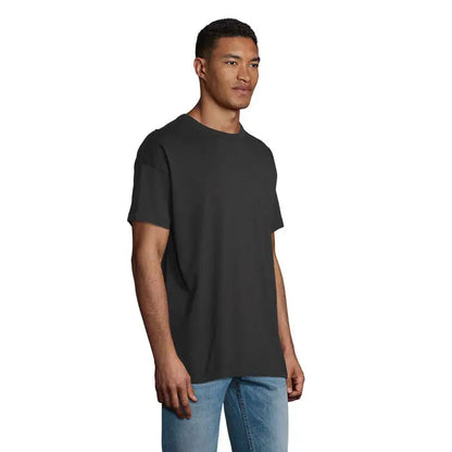 Tricou negru oversize trioü oversized boxy barbati cu croiala lejeră și material moale pentru uz casual