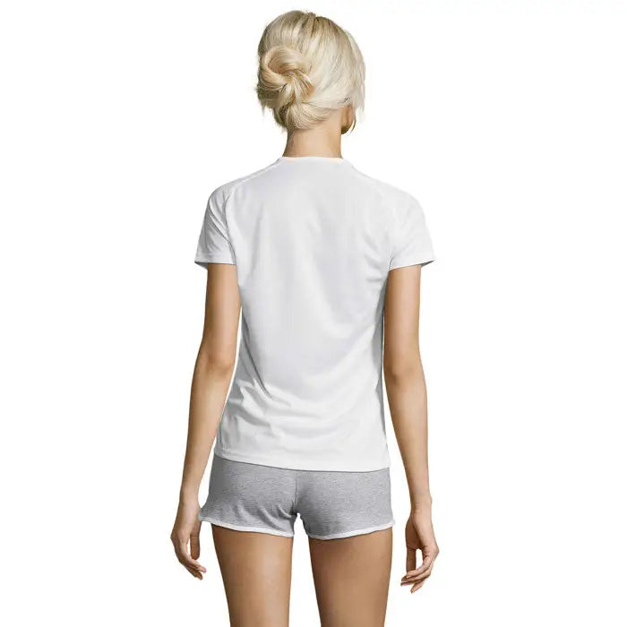 Tricou alb tricouri sportiv dama trio 140g cu maneci scurte si material usor si fin la atingere