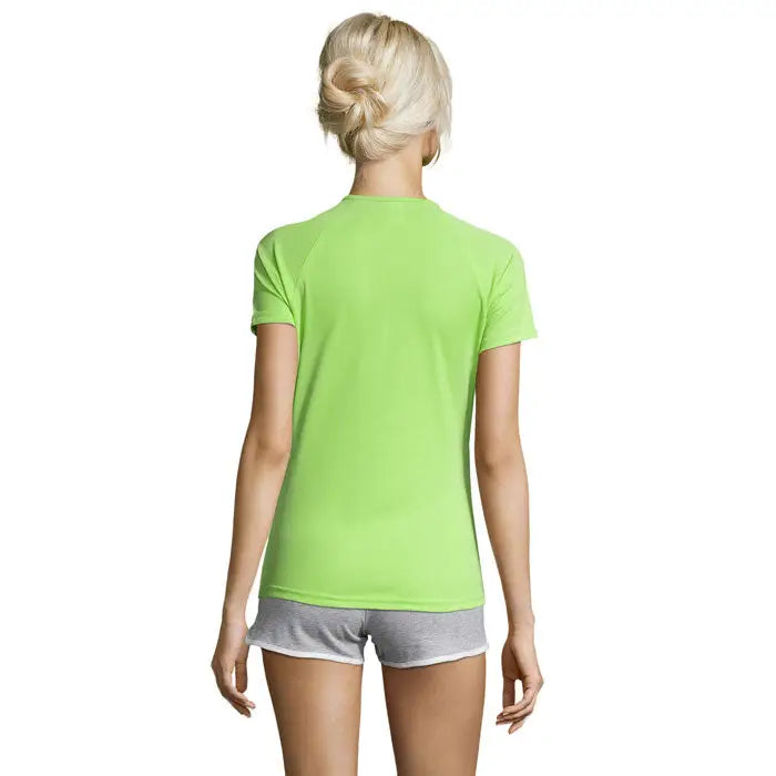 Tricou sportiv damă triou sportiv dama 140g lime verde vibrant cu mâneci raglan și guler rotund din material ușor