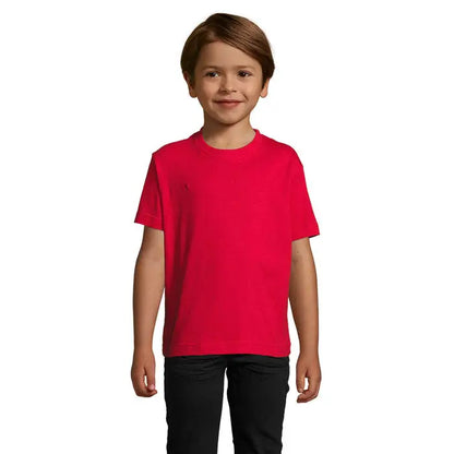Tricou imperial kids 190g roșu aprins din bumbac cu mâneci scurte și guler clasic pentru copii