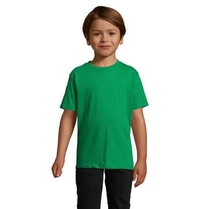 Tricou imperial kids 190g verde aprins din bumbac cu mâneci scurte și gât rotund clasic pentru copii