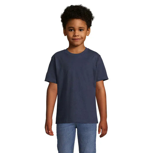 Tricou pentru copii triuc imperial navy albastru inchis maneci scurte din material de 190g
