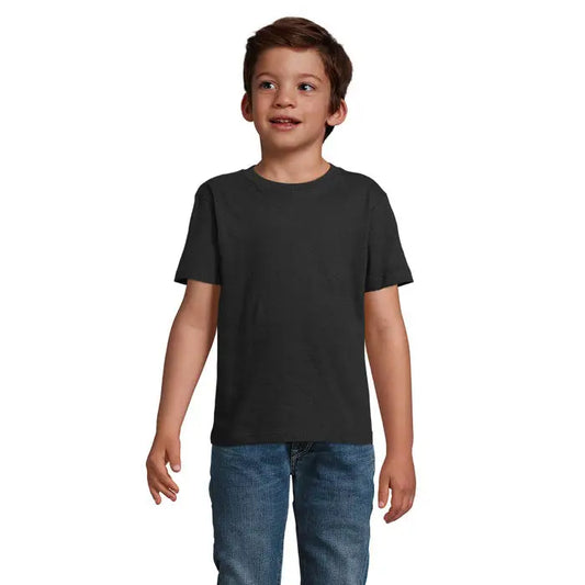 Tricou negru cu mânecă scurtă și guler rotund triuc imperial kids 190g pentru copii din bumbac