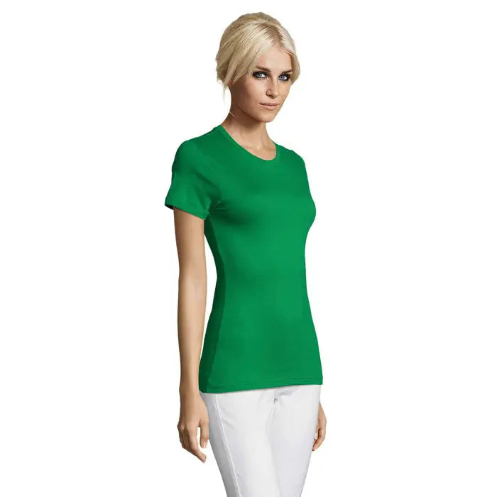 Tricou verde vibrant pentru femei triuc regent 150g cu mâneci scurte și guler rotund clasic