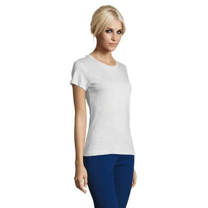 Tricou regent femei alb simplu cu mâneci scurte din bumbac moale 150g cu decolteu rotund