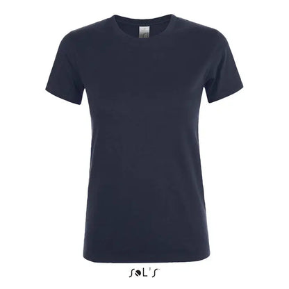 Tricou regent femei bleumarin din bumbac moale cu mâneci scurte și guler rotund 150g