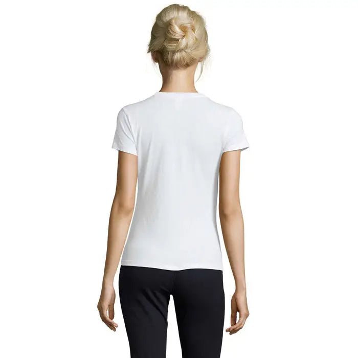 Tricou alb cu mâneci scurte și guler simplu regent femei 150g pentru uz zilnic