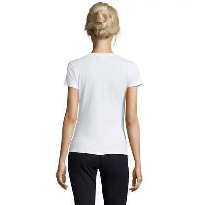 Tricou alb cu maneci scurte triuc regent femei 150g din material usor cu guler simplu rotund