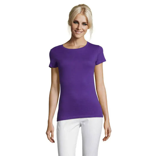 Tricou violet vibrant pentru femei triuc regent 150g cu mâneci scurte și croială fitted din material ușor