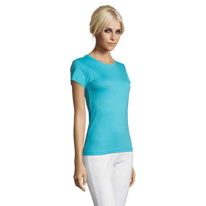 Tricou turcoaz pentru femei triuc regent cu mâneci scurte și guler clasic din material de 150g