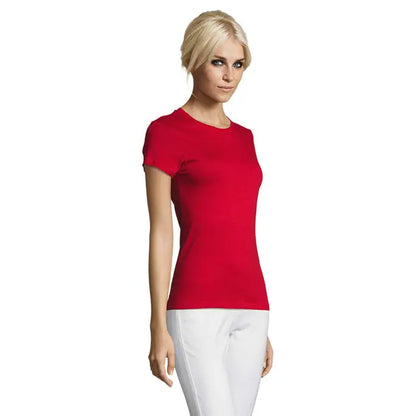 Tricou rosu vibrant pentru femei triuc regent 150g cu maneci scurte si gat rotund clasic