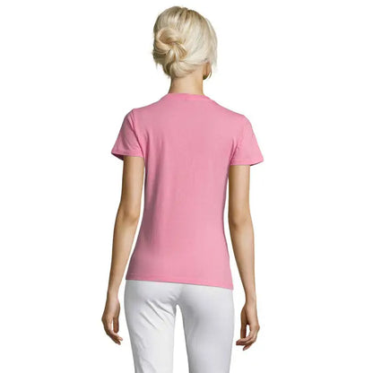 Tricou pentru femei triuc regent 150g roz deschis cu mâneci scurte și guler rotund simplu din material moale