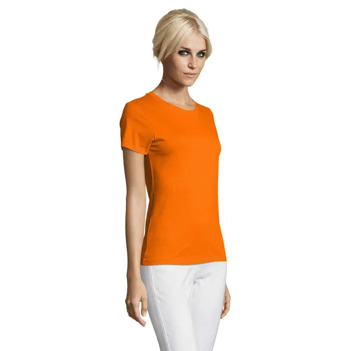 Tricou regent femei portocaliu maneca scurta 150g din bumbac pentru uz cotidian