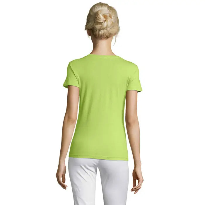 Tricou lime verde vibrant cu mâneci scurte și gât rotund din bumbac 150g triuc regent femei