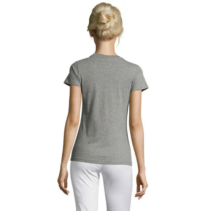 Tricou femei heather gri cu mâneci scurte și guler clasic din material 150g triuc regent femei