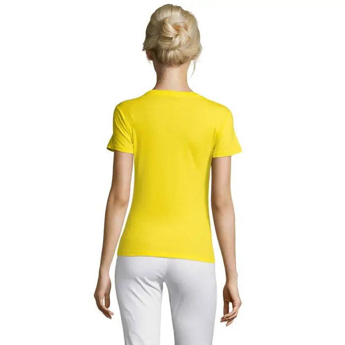Tricou galben strălucitor pentru femei triuc regent 150g cu mâneci scurte și decolteu rotund simplu