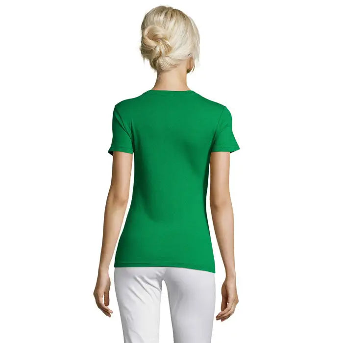 Tricou verde pentru femei triuc regent 150g cu mâneci scurte și guler rotund finisat elegant