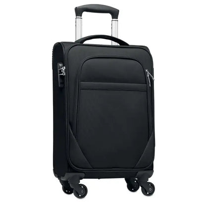Troler moale 600d rpet negru cu maner telescopic si patru roti spinner pentru bagaj de cala personalizat