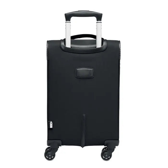Troler moale 600d rpet negru cu carcasa dura, mâner retractabil și patru roți spinner pentru călătorii